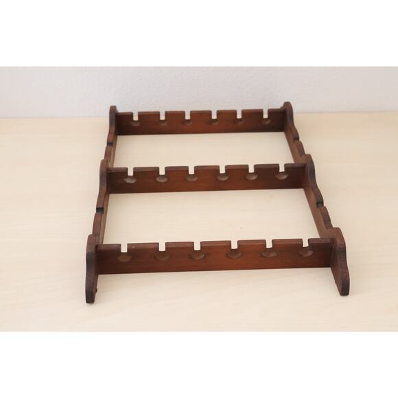 Vtg Wooden Spoon Rack Wall Display 18 Slot Wood Scalloped Boho Flower Holder - Picture 3 of 4